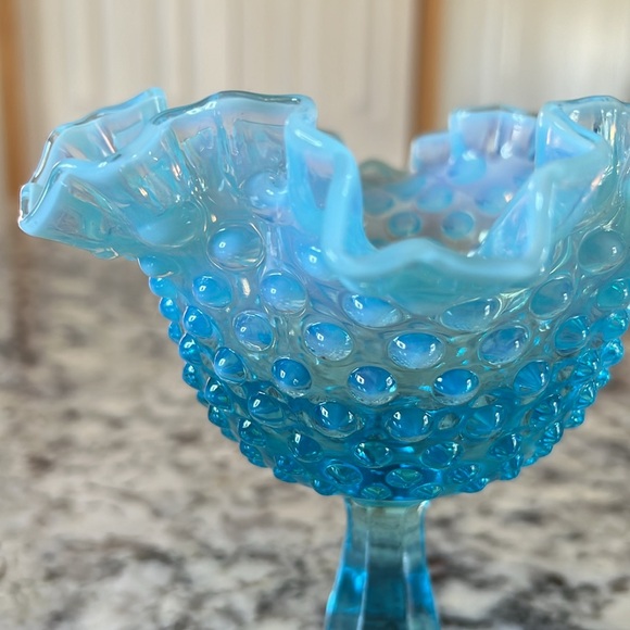 Opalescent Fenton Hobnail Pedestal Compote Dish - Picture 5 of 10